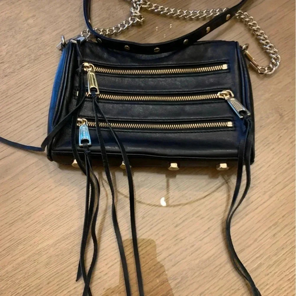 Rebecca Minkoff Black Leather Crossbody Bag with Zipper Detail - Picture 2 of 10